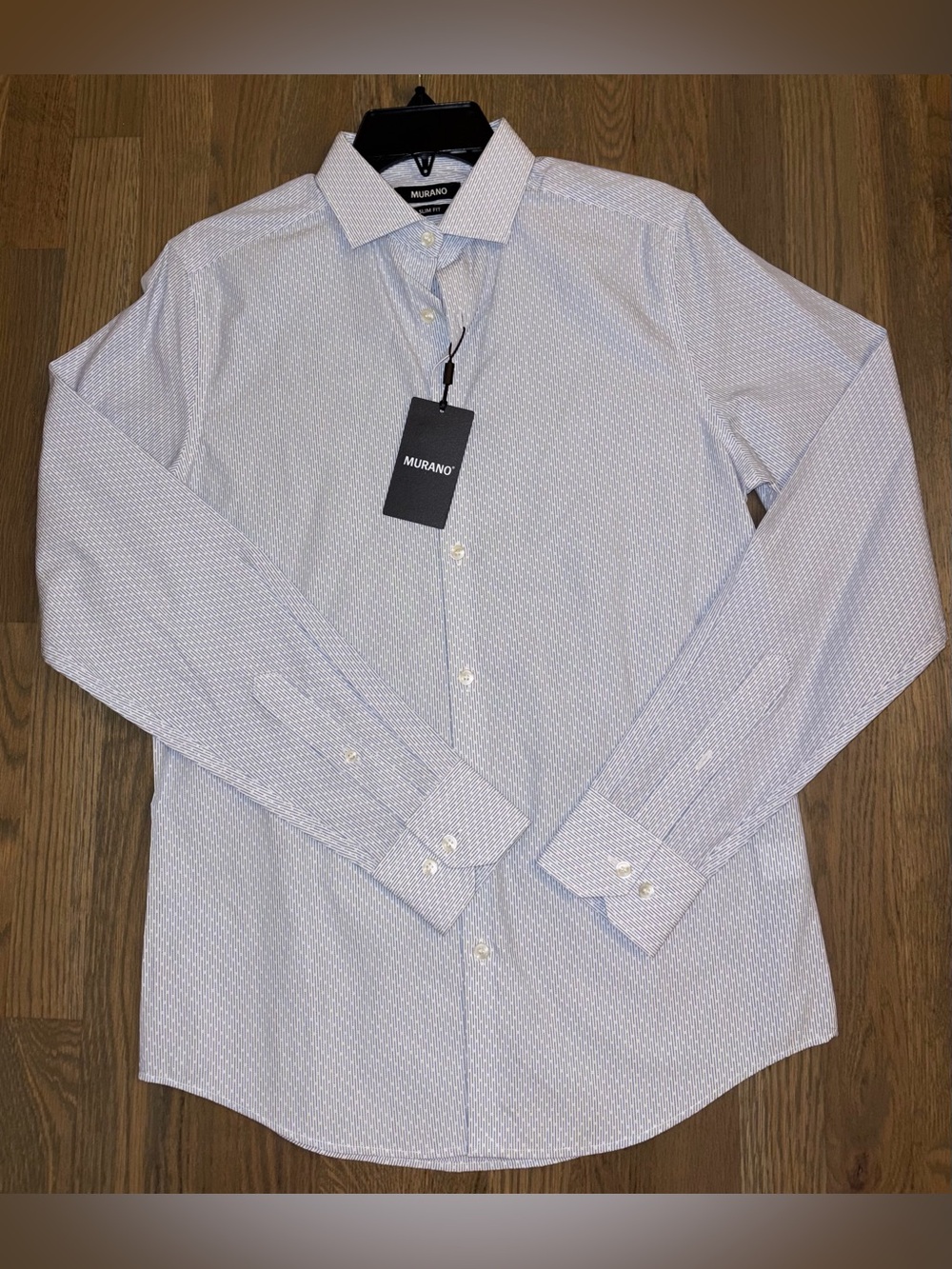 NWT MURANO Men Slim Fit Micro Stripe Long Sleeve Dress Shirt S